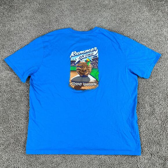Tommy Bahama Shirt Mens Extra Large Blue Rummer On First Cocktail Baseball - Picture 1 of 9